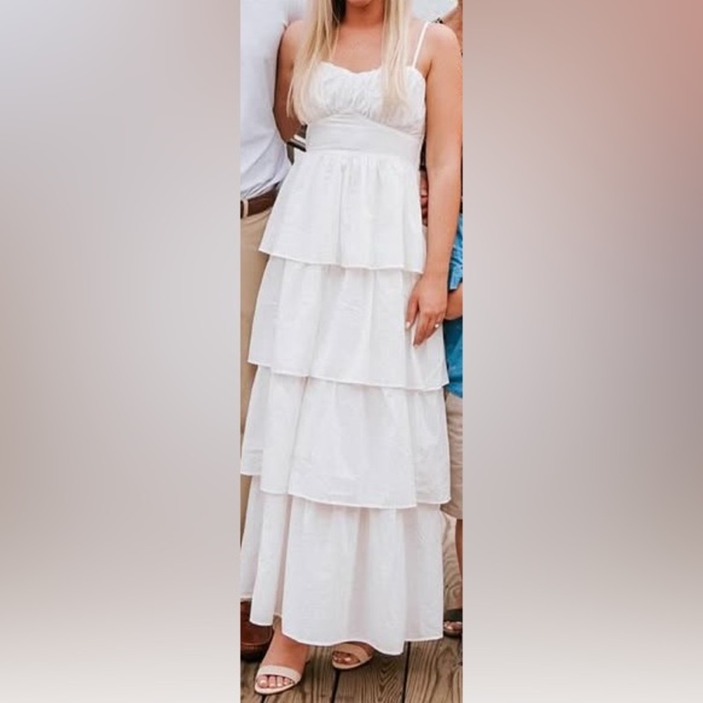White Tiered Maxi Dress